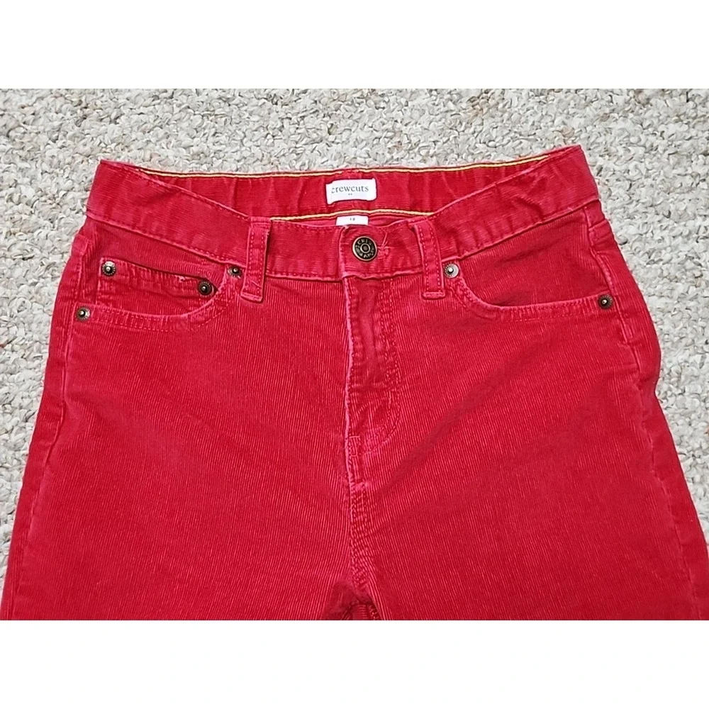 J.Crew Crewcuts Stretch Corduroy Pants Cords Size 12 Red Zip Fly Adjustable